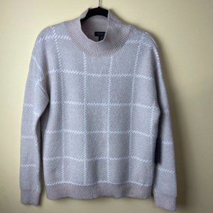 NEW Rachel Zoe Wool Window Pane Mock Neck Sweater M